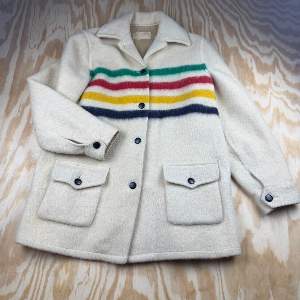 Vintage Hudson's Bay Company 1960's Wool Point Blanket Coat Jacket MEN'S SIZE M